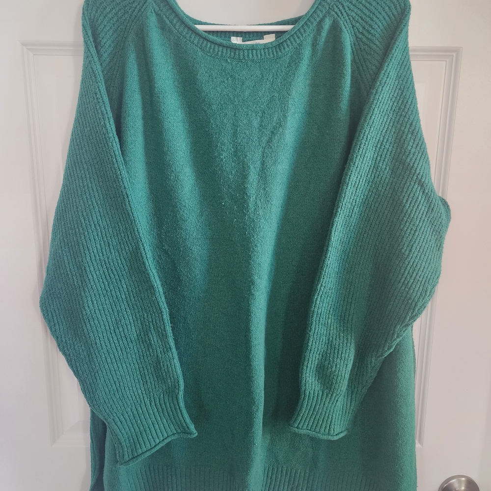 Terra & Sky Teal Crew Neck Sweater